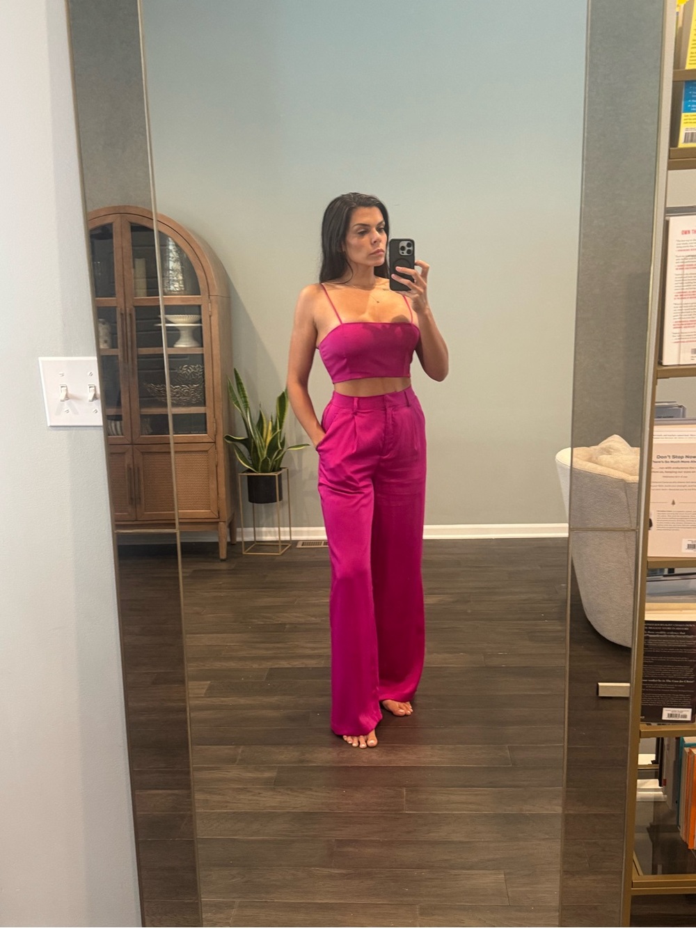 House of Harlow 1960 Fuchsia Wide-Leg High-Rise Pants